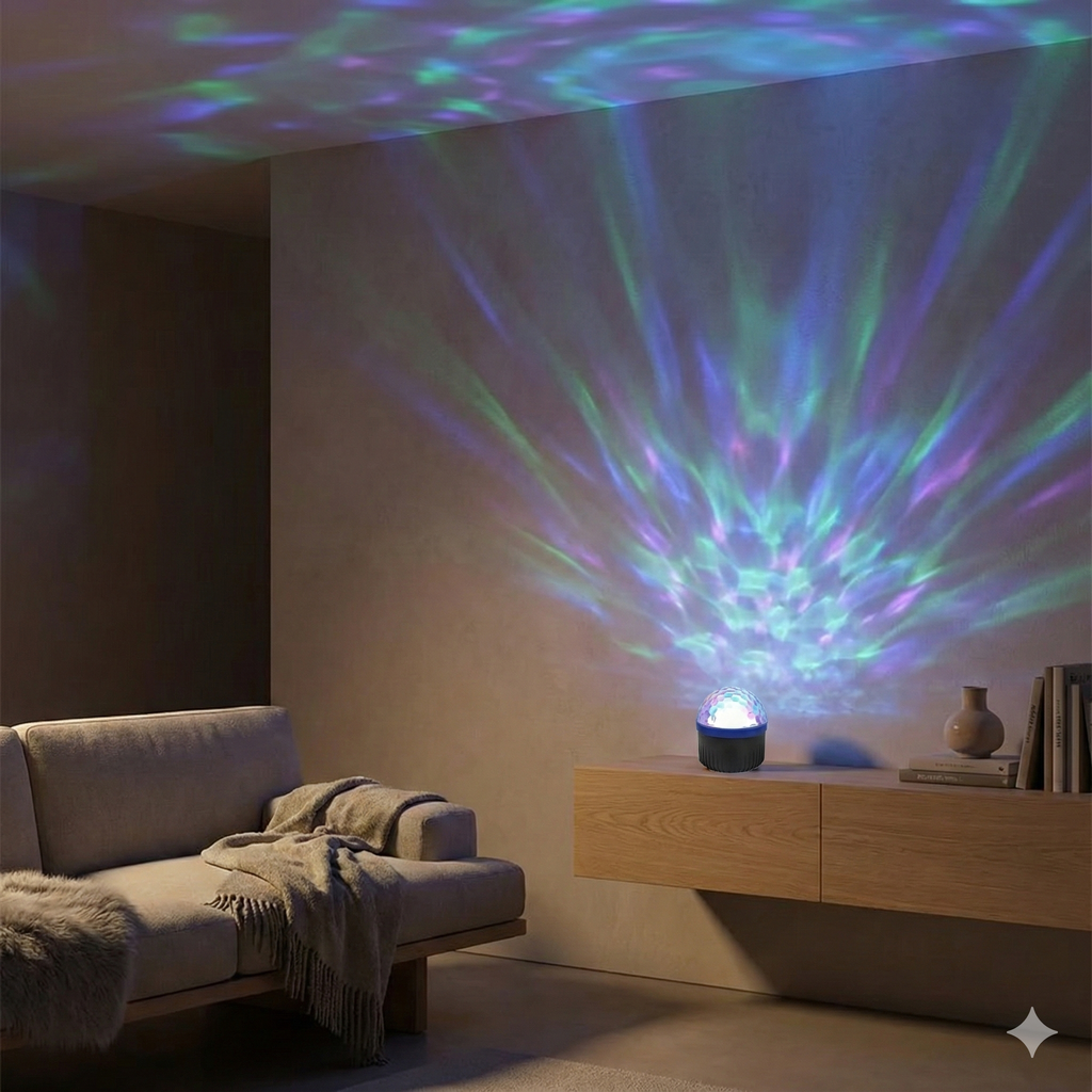AuraBeam™ – Lampe de Projection 4D Rotative Water Ripple